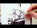 Urban Sketching Tutorial  - Pen & Ink Bike Sketch (HD)