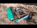 Building dugout in the forest: We finished the walls of logs.