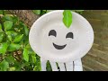 Fantôme en assiette en carton 👻 Paper Plate Ghost Craft 🤍 bricolage déco Halloween facile