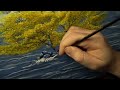 painting yellow Trees on a small island | painting step by step for beginners #acrylicpainting