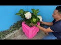 From Cement and Egg Tray, Simple Way to Have Beautiful Flower Pots at Home