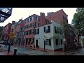 4K Walking  Heavy Rain Beacon Hill Boston -  Rain on Umbrella and City Sounds Binaural ASMR