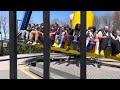 My friends and I went on Wonder Woman ride at six flags and I am the one with the short blue hair