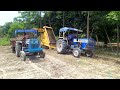 Swaraj 744 FE Tractor loading soil in Swaraj 735 FE Tractor Trolley using by land leveller Driven