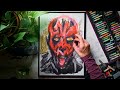 [Satisfying Art] ASMR Painting Darth Maul with Oil Pastels [ No Talking]