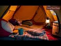 Set up your cozy tent and relax during a snowstorm while camping