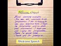 How to write Welcome Speech in English