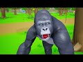 Crazy Farm Animals vs Giant Trex Dinosaur | Funny Animals Gorilla Pig Cow Horse Monkey Cartoons