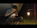 RELAXING SOLO CAMPING IN HEAVY RAIN - RELAXING RAIN SOUNDS