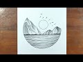 Easy drawing / How to draw easy pencil sketch scenery drawing / Easy circle  scenery drawing