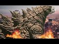 Godzilla destroying a city (green screen)