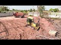 Best Technique Of Mini Bulldozer With Dump Trucks Team Operated Filling Up The Land With Soil Mixed