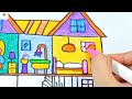 Drawing House from shapes easy acrylic Painting for kids art and learn miniature house art fun