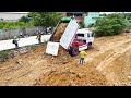 Special Connection Filling Up The Land Building Road Project By KOMATSU DOZER D53p Hard Working With