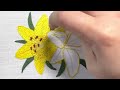 YELLOW FLOWER EMBROIDERY FOR PILLOW CASE || EASTER LILY EMBROIDERY DESIGN  AND COULDN’T RESIST.