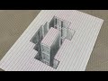 Stunning 3D Optical Illusion Drawing - House Sinking into Paper