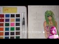My new water colour supplies from noon~speed paint by water colours تجربتهم~مشترياتي للرسم من نون