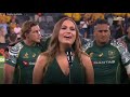 Australia's rugby union team the Wallabies sing anthem in Indigenous language for first time