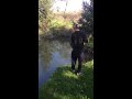 Handline fishing for Largemouth Bass in a small pond in Italy