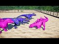 Red T-Rex vs Blue Malusaurus vs Pink Godzilla - Jurassic World Evolution Dinosaurs Fighting