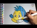 How to draw Flounder simple Step by Step
