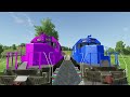 Double Flatbed Trailer Truck vs Speedbumps Train vs Cars | Tractor vs Train Beamng.Drive 050