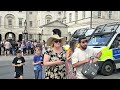 ARMY OF POLICE DESCEND ON WHITEHALL AND CREATE A SECURITY CORDON right in front of Horse Guards!