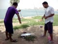 Khobar Anglers - Abe in Action pulling up a Lapis Catch