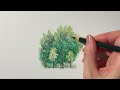 How to Draw Summer Trees🌳With a Cotton Swab✍️6min Tutorial for Beginners