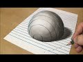 Trick Art on Line Paper  - Drawing Half Sphere - Optical Illusion - #Drawing #Art #HowToDraw