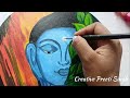 Painting Lord Buddha with Acrylics Colors  - Easy Step-by-Step Tutorial - Trending 😱🙏