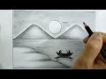 How to draw a landscape easy/Vẽ tranh phong cảnh bằng bút chì