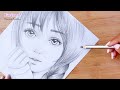 Pencil sketch || How to draw Cute Girl Face - step by step || Drawing Tutorial for beginners