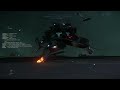 Damaged ship having a good 'ol time on the landing pad - Star Citizen