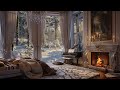 Calming Fireplace and Piano ASMR | Royal Bedroom Ambiance | Cozy Winter Night | Snowfall Night