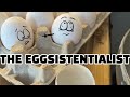 Cartoon humor using puns and sight gags - The Eggsistentialist  #humor #cartoon #comics #egg #puns