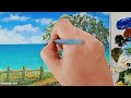 Flowery Path to the Beach / Acrylic Painting for Beginners