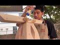 Excellent Woodworking Skills Of Young Carpenters. Building A Unique Set Of Interior Furniture