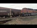 BNSF ES44C4 6961 Leads A Manifest In  El Paso Texas 1-16-2023 Meets BNSF ET44C4 3911 With Warbonnet