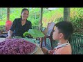 The taste of purple sticky rice wrapped in dong leaves and 3 geese brought to the farm. Tieu Vi