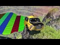 BeamNG drive - Leap Of Death Car Jumps & Falls Into Colored Pool