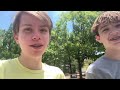 two boys at a theme park.