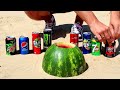 Big Toothpaste Eruption from Watermelon, Coca Cola, Dr Pepper, Pepsi, Fanta, Sprite vs Mentos