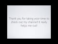 Welcome to My Channel!