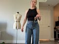 Try-on of the Reformation High Rise Slouchy Wide Leg Cary Jean non-stretch, full length.