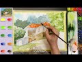 Landscape Watercolor - House On The Hill (2X speed, color name view)  NAMIL ART