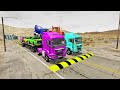 Flatbed Trailer new Gelik Cars Transportation with Truck - Pothole vs Car #6 - BeamNG.Drive