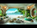 Beach Coffee Space - Bossa Nova Jazz Music with Ocean Waves Sounds for a Refreshing & Energetic Mood