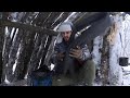 OVERNIGHT in Cozy Bushcraft Shelter amid Heavy Snowfall. Survival Camping in the Snow