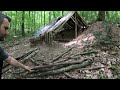 Start to Finish, Building Warm and Safe Survival Shelter | Bushcraft Earth Hut, Fireplace with Clay